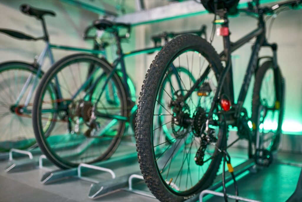 Bicycles in the cycle facilities at The Plaza